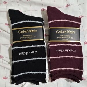 NWT Calvin Klein Roll Top Crew 2 Pairs / Pack Women's One Size 2 Pack Bundle